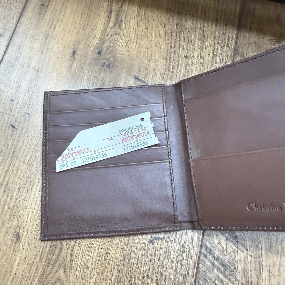 Vintage CHRISTIAN DIOR Mens Brown Leather Cardholder Bifold Wallet NEW - Picture 3 of 7